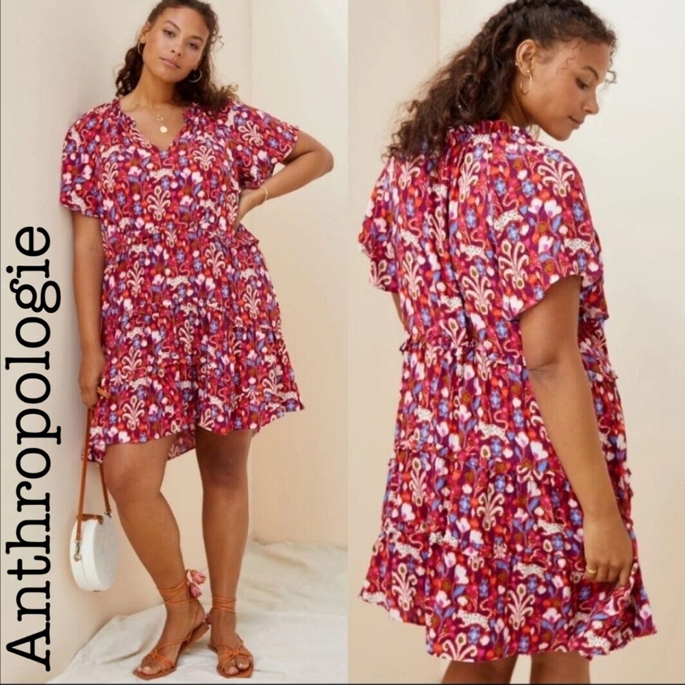 Anthropologie Robin Tiered Mini Dress Size 1X